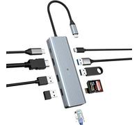 BIGBIG WON USB C Hub, USB 3.0 Ultra Slim USB C Splitter Compatible avec Les Ordinateurs de Bureau, MacBook Pro/Air, 10 en 1 Extension USB pour MacBook Pro/Air, HP, Lenovo, Dell