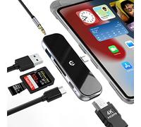 BIGBIG WON USB Port, Multiport Adapter USB C pour Surface, Dell, HP, XPS, Lenovo, 6 in 1 USB C Hub HDMI avec 100W PD et Prise Casque 3,5 mm