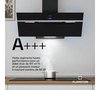 BigBite hotte inclinée | mode évacuation et recyclage | verre de sécurité | 417 m³/h | 90 cm A+++