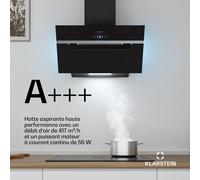 BigBite hotte inclinée | mode extraction et recyclage | verre de sécurité | 417 m³/h | 60 cm A+++
