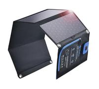 BigBlue 28W Panneau Solaire Pliable avec Ampèremètre Numérique Étanche IP44 | Chargeur Solaire Portable USB-C et USB-A Ports, Sortie Totale 5V/4A, Compatible avec iPhone, Samsung Galaxy, Huawei, etc.