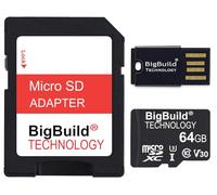 BigBuild Technology 64 Go 100 Mo/s Ultra Rapide microSD Carte mémoire pour DashCam de Mio MiVue 798, Mio MiVue C312, Classe 10 U3 V30
