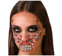 BigBuy Carnival Autocollants pour Visage et Corps tête de Mort Rouge