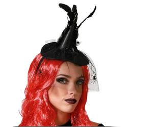 BigBuy Carnival Bandeau Chapeau Sorcière Halloween Plumes