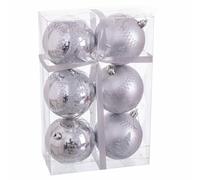 BigBuy Christmas Boules de Noël Argent Plastique Cerf 8 x 8 x 8 cm (6 unités)