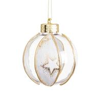 BigBuy Christmas Boules de Noël Blanc Transparent Doré Plastique Tissu Étoiles 6 x 6 x 6 cm (6 unités)
