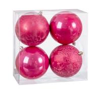 BigBuy Christmas Boules de Noël Fraise Plastique 10 x 10 x 10 cm (4 unités)