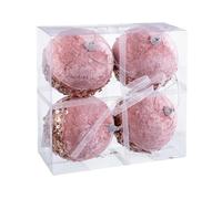 BigBuy Christmas Boules de Noël Rose Or Polyfoam Tissu 10 x 10 x 10 cm (4 unités)