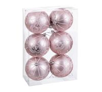 BigBuy Christmas Boules de Noël Rose Plastique 8 cm (6 unités)