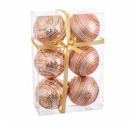 BigBuy Christmas Boules de Noël Rose Plastique Spirale 8 x 8 x 8 cm (6 unités)