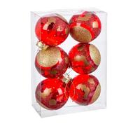 BigBuy Christmas Boules de Noël Rouge Plastique 8 cm (6 unités)