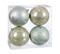 BigBuy Christmas Boules de Noël Vert Plastique 10 x 10 x 10 cm (4 unités)