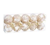 BigBuy Christmas Lot de 10 Boules de Noël en Plastique tissé 6 x 6 x 6 cm