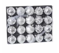 BigBuy Christmas Lot de 20 Boules de Noël argentées en Plastique 6 x 6 x 6 cm