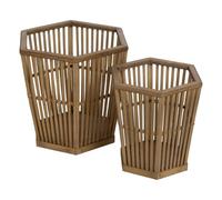 BigBuy Garden Lot de 2 pots de fleurs en bambou naturel 39 x 34,5 x 35 cm