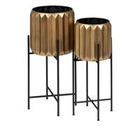 BigBuy Garden Lot de 2 Pots de Fleurs en Fer doré 33 x 33 x 66 cm
