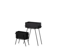 BigBuy Garden Lot de 2 Pots de Fleurs en Fer Noir 58 x 25 x 76 cm