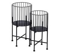 BigBuy Garden Lot de 2 Pots de Fleurs en métal Noir 28 x 28 x 51 cm