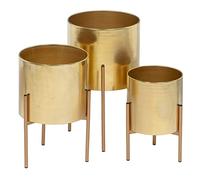 BigBuy Garden Lot de 3 Pots de Fleurs en métal doré 23 x 23 x 40 cm