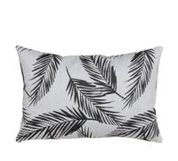 BigBuy Home Coussin Polyester Coton Blanc Noir Feuilles 45 x 30 cm