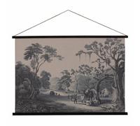 BigBuy Home Décoration murale Tapisserie Noir Taupé Chanvre Bois de sapin Tissu 124 x 1,7 x 86 cm S8805290 - EAN : 8445146107060