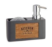 BigBuy Home Distributeur de Savon Gris, en Bois, Plastique, 6 x 13 x 15 cm (référence : S3609779)