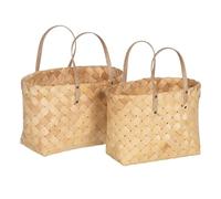 BigBuy Home Lot de 2 paniers en bois naturel 50 x 22 x 28 cm