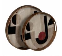 BigBuy Home Lot de 2 Plateaux à collations en PVC en Verre Abstrait 42 x 42 x 4,2 cm