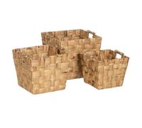 BigBuy Home Lot de 3 paniers beige en fibre naturelle 40 x 40 x 35 cm