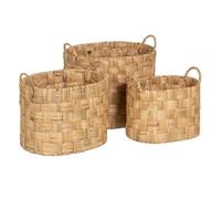 BigBuy Home Lot de 3 paniers beige en fibre naturelle 45 x 35 x 41 cm