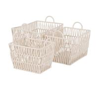 BigBuy Home Lot de 3 paniers blancs avec corde 45 x 35 x 36 cm