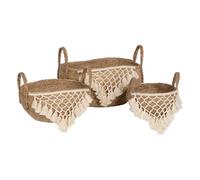 BigBuy Home Lot de 3 paniers blancs naturels en fibre naturelle 25 x 25 x 19 cm