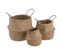 BigBuy Home Lot de 3 paniers en fibre naturelle 30 x 30 x 38 cm