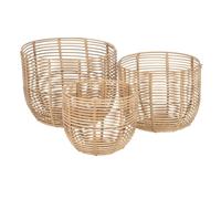 BigBuy Home Lot de 3 paniers en résine naturelle 35 x 35 x 29 cm