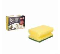 BigBuy Home Lot de 4 éponges à récurer Jaune Vert polyuréthane Fibre Abrasive 4 pièces (11 unités)