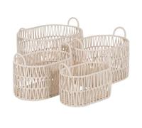BigBuy Home Lot de 4 paniers blancs avec corde 50 x 36 x 36 cm