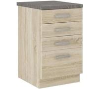 Meuble bas 4 tiroirs avec plan de travail - Décor chene sonoma - L 40 x P 51,6 x H 85 cm - LASSEN