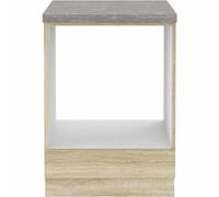 Meuble bas pour four encastrable avec plan de travail - Décor chene sonoma - L 60 x P 51,6 x H 85 cm - LASSEN