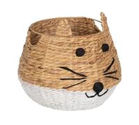 BigBuy Home Panier Chat Blanc Noir Beige Fibre Naturelle 41 x 41 x 38 cm