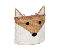 BigBuy Home Panier Renard Blanc Noir Beige Fibre Naturelle 30 x 11 x 33 cm