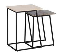 BigBuy Home Table d'appoint 45 x 35 x 63,5 cm Marron Crème Marbre Fer (2 unités)