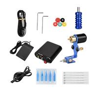 Bigcan Kit de machine à tatouer rotative-ensemble complet avec alimentation, pédale, cordon à clip, aiguilles et poignée pour les travaux de doublure et d'ombrage,Bleu