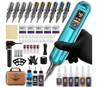 Bigcan Kit de stylo de tatouage sans fil pour débutants, machine à tatouer rotative professionnelle avec écran LCD, batterie 1800 mAh, tension réglable 4-12 V,D