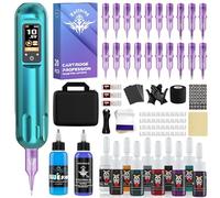 Bigcan Kit de stylo de tatouage sans fil pour débutants, machine à tatouer rotative professionnelle avec écran LCD, batterie 1800 mAh, tension réglable 4-12 V,E
