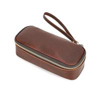 Bigcan Pipe en cuir et pochette de tabac - Étui à tuyaux de voyage portable avec poche plus légère, fermeture à glissière et bracelet de poignet pour les accessoires fumeurs