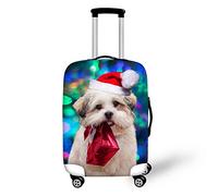 Bigcardesigns Housse de protection élastique pour valise de 45,7 à 76,2 cm, Chien de Noël, S(18"-21"cover)