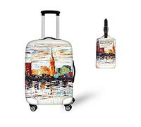 Bigcardesigns Housse de protection élastique pour valise de 45,7 à 76,2 cm, Multicolore 2 à 2 pièces (couverture + étiquette), S(18"-21"cover)