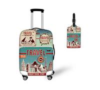 Bigcardesigns Housse de protection élastique pour valise de 45,7 à 76,2 cm, Multicolore - 2 pièces (couverture + étiquette), S(18"-21"cover)