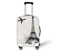Bigcardesigns Housse de protection élastique pour valise de 45,7 à 76,2 cm, Tour Eiffel grise, L(26"-30" cover)