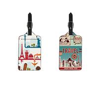 Bigcardesigns Housse de protection élastique pour valise de 45,7 à 76,2 cm, Voyage - 2 étiquettes, Taille unique